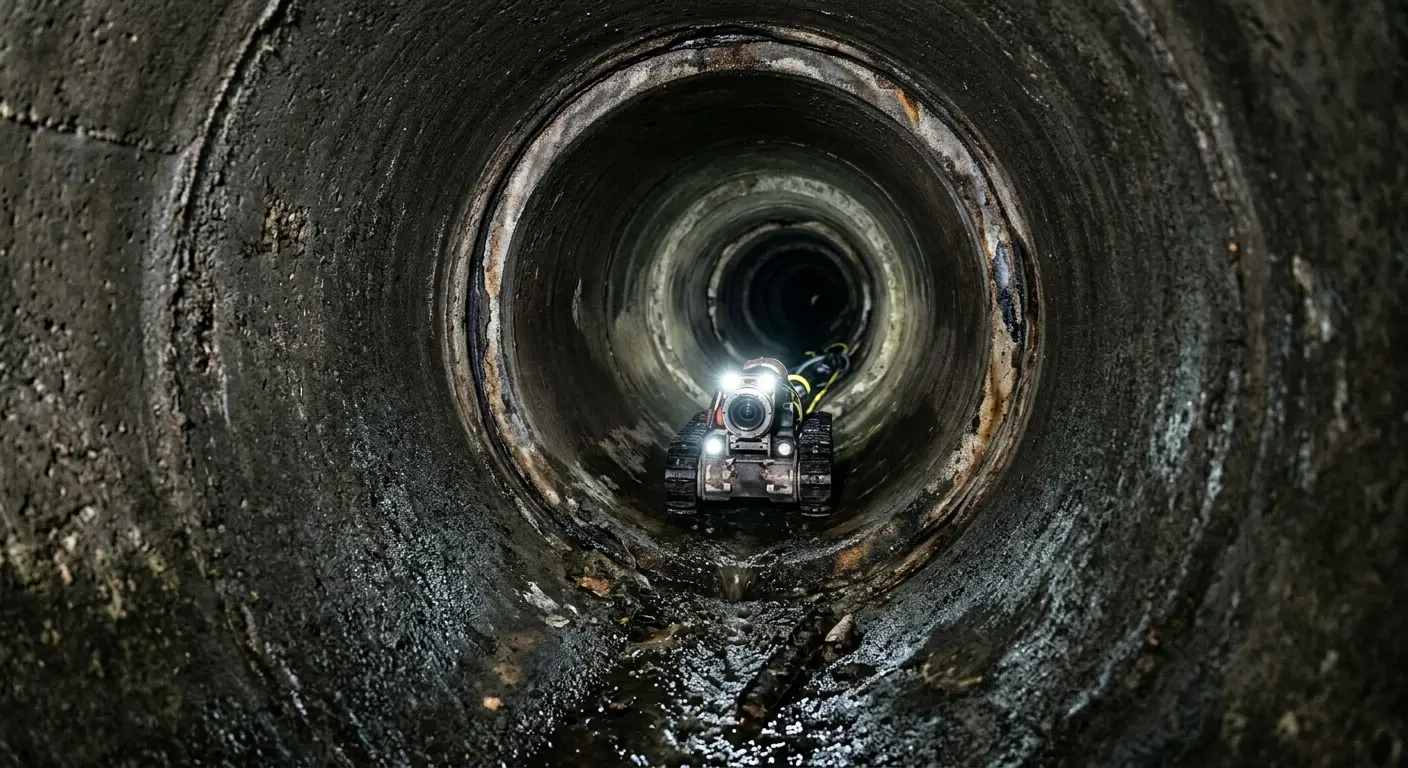 Robotic sewer camera inspecting pipe interior for Drain Snake Service in Berkeley
